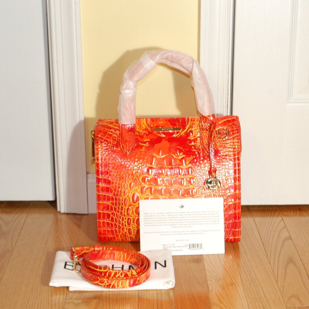 NWT Brahmin Small Caroline Spicy Orange Melbourne Leather